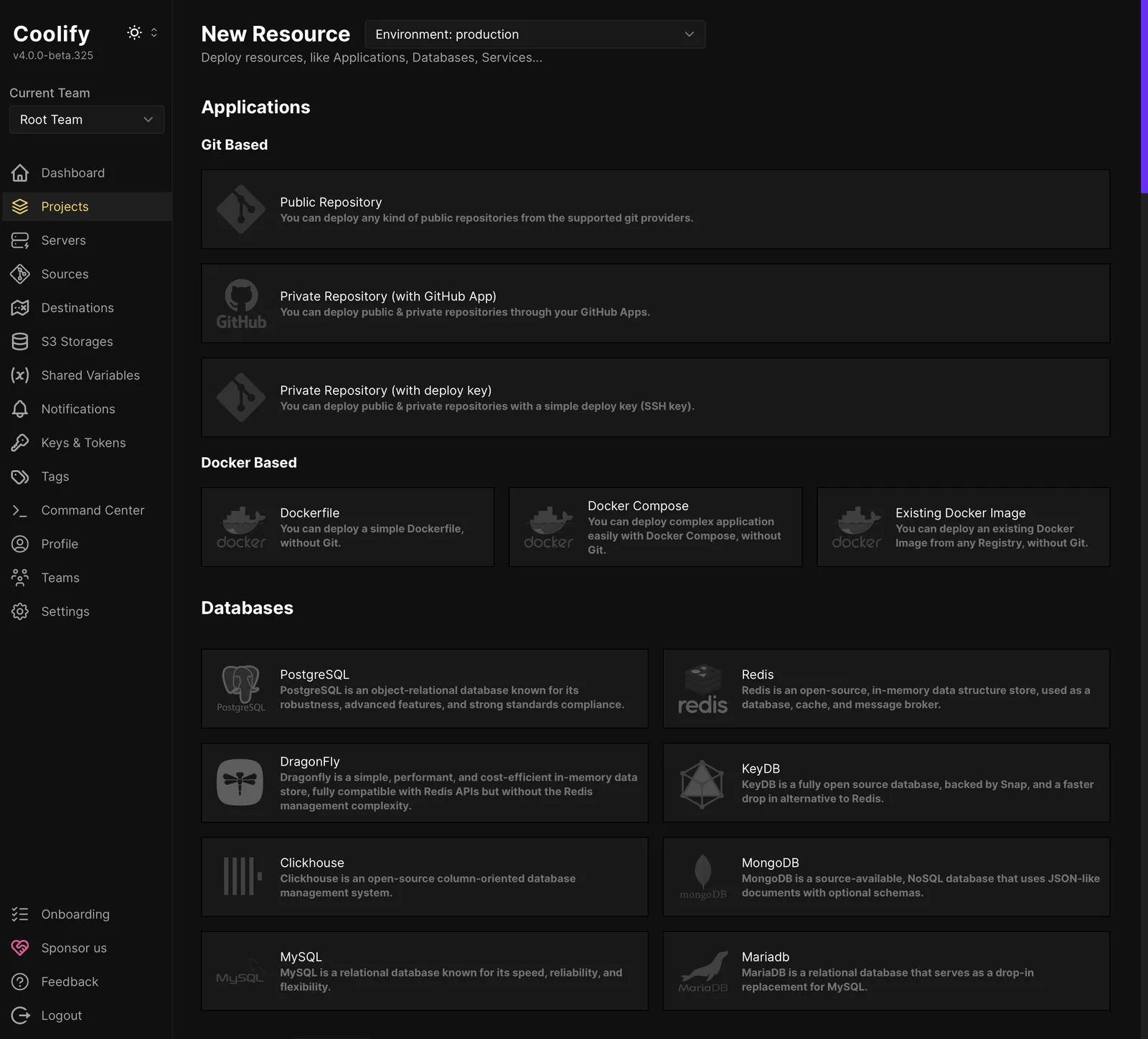 Coolify New Resource