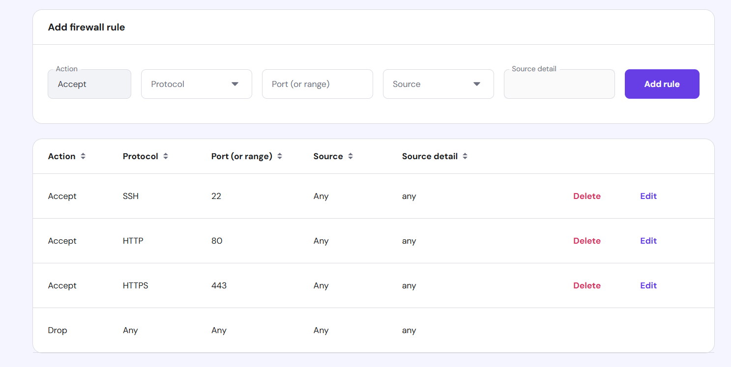Firewall Configuration on Hostinger
